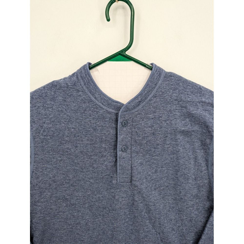 LL Bean River Drivers Henley Outer Layer Wool Blend Blue Shirt Men's Med, NICE - Picture 3 of 5